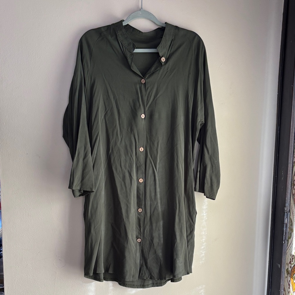 Olive Casual Button-Down Shirt for Men